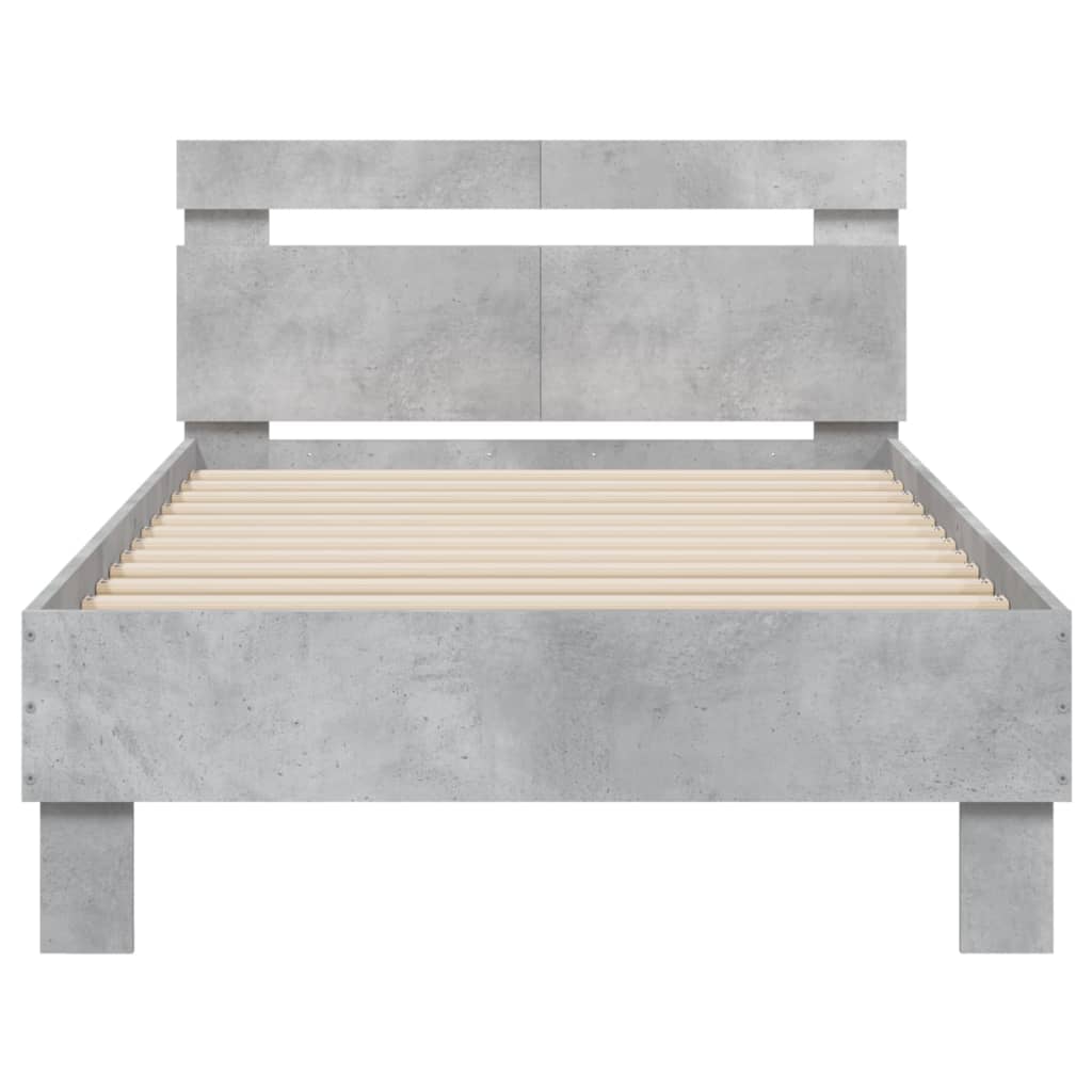 Bed Frame with Headboard Concrete Grey 100x200 cm Engineered wood