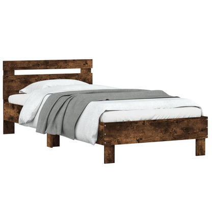 Bed Frame with Headboard Smoked Oak 100x200 cm Engineered wood