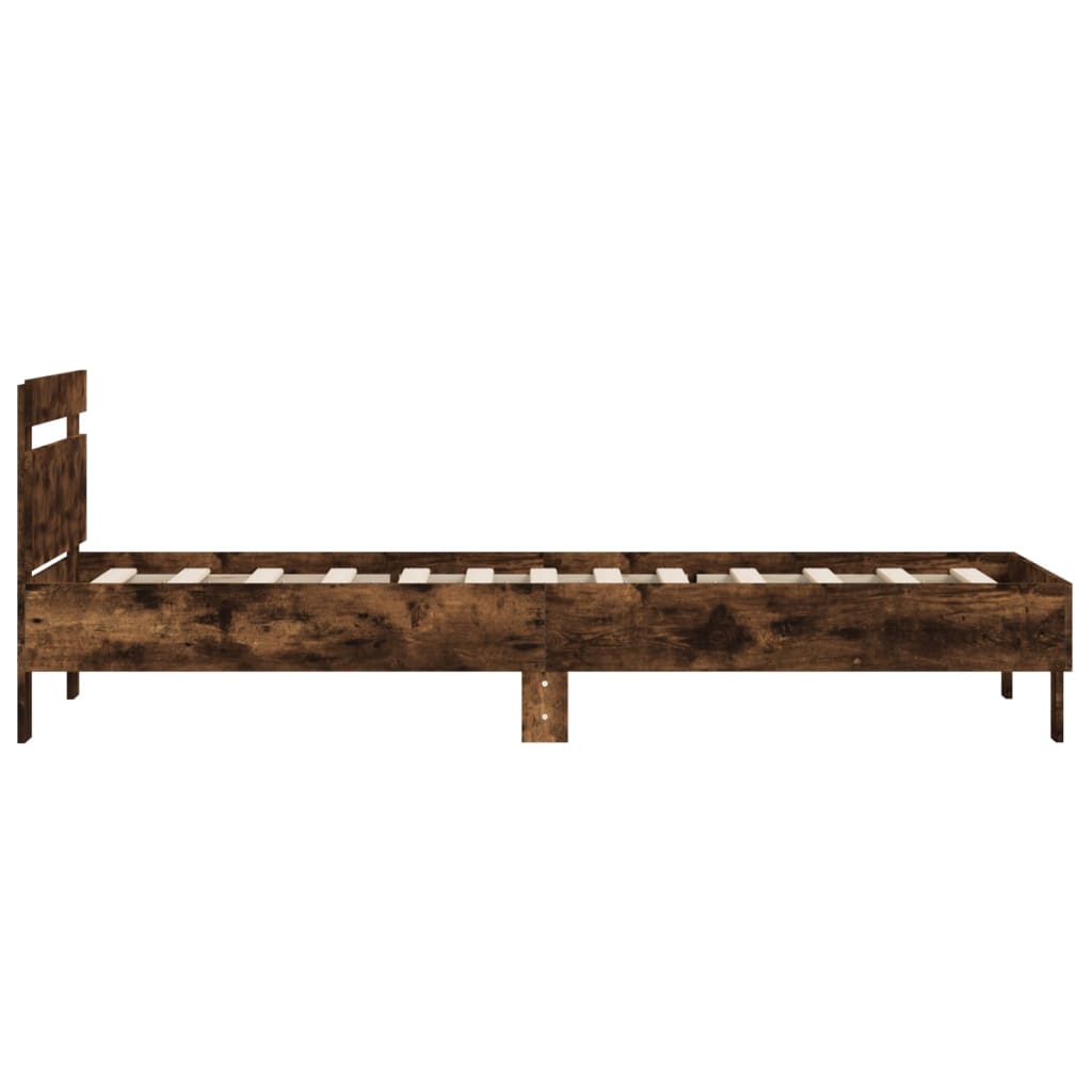 Bed Frame with Headboard Smoked Oak 100x200 cm Engineered wood