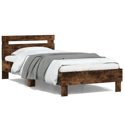 Bed Frame with Headboard Smoked Oak 100x200 cm Engineered wood