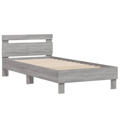 Bed Frame with Headboard Grey Sonoma 100x200 cm Engineered wood