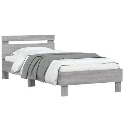 Bed Frame with Headboard Grey Sonoma 100x200 cm Engineered wood