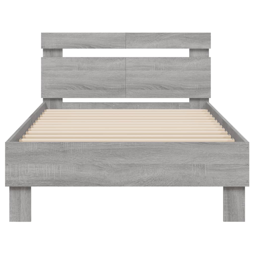 Bed Frame with Headboard Grey Sonoma 100x200 cm Engineered wood