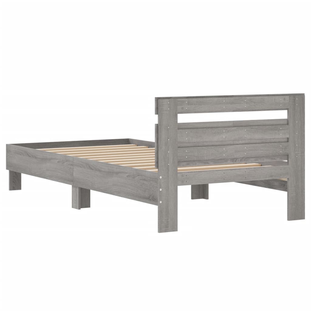 Bed Frame with Headboard Grey Sonoma 100x200 cm Engineered wood