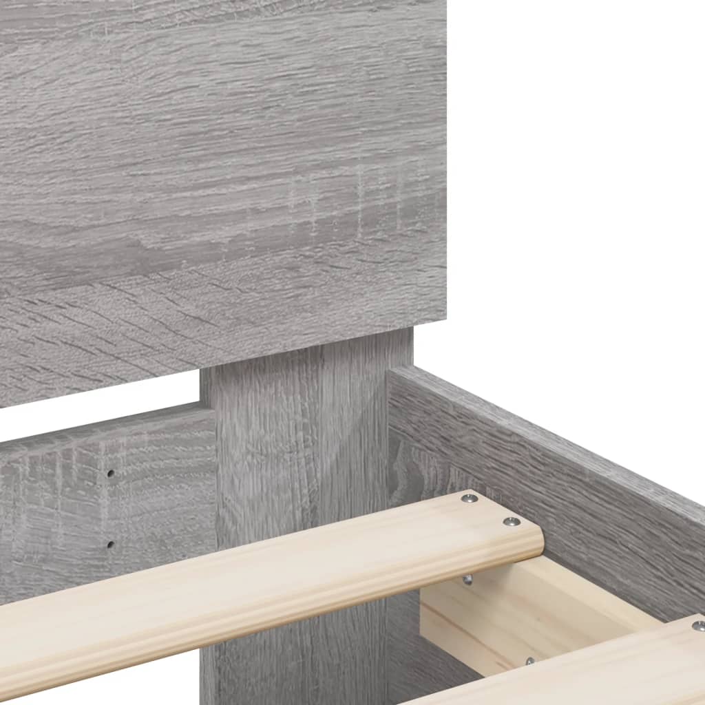 Bed Frame with Headboard Grey Sonoma 100x200 cm Engineered wood