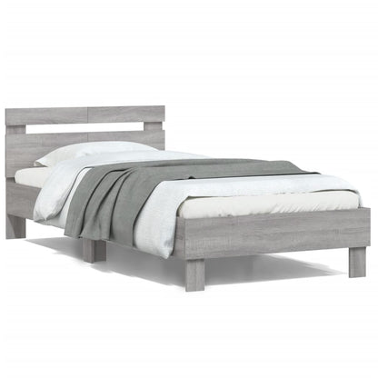 Bed Frame with Headboard Grey Sonoma 100x200 cm Engineered wood