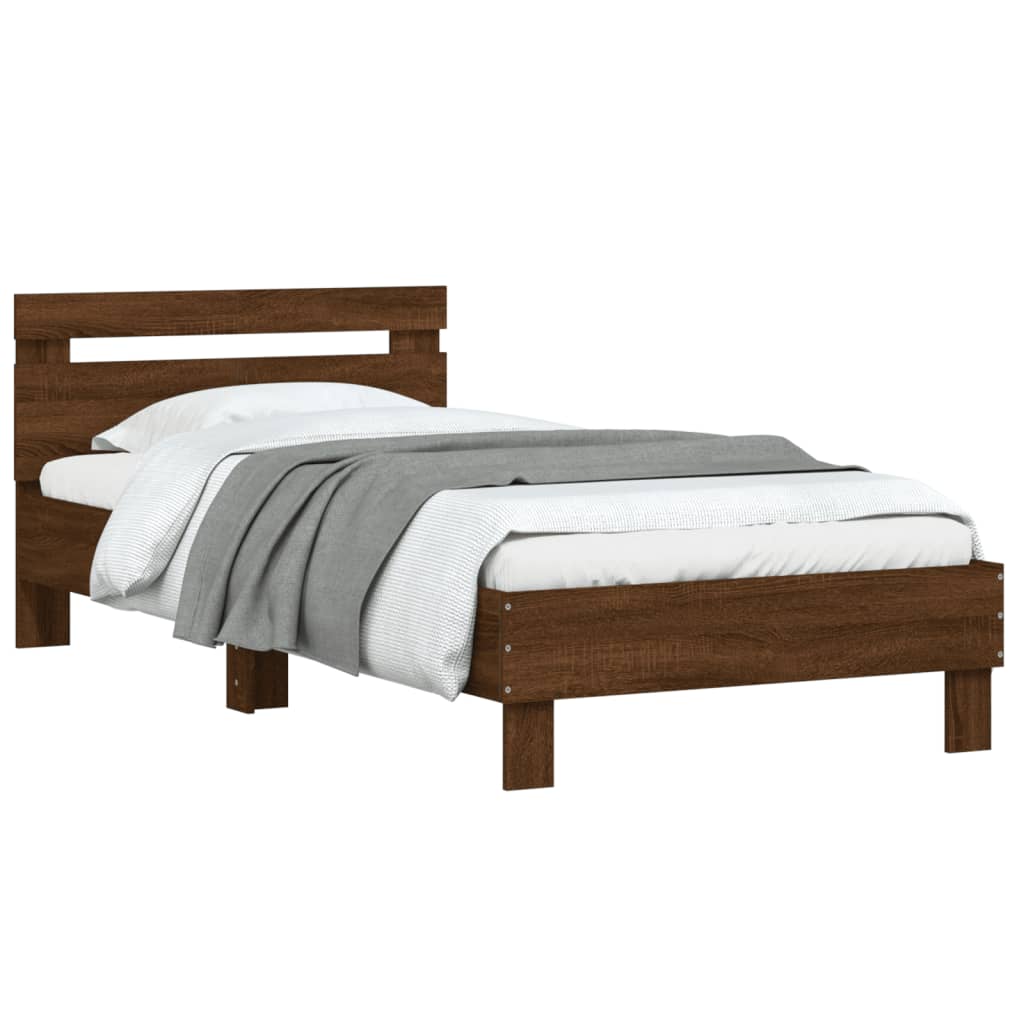 Bed Frame with Headboard Brown Oak 100x200 cm Engineered wood