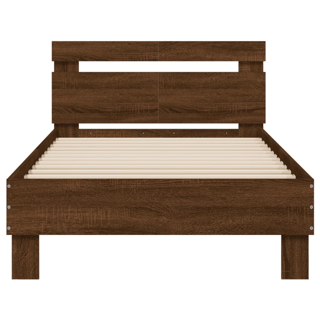 Bed Frame with Headboard Brown Oak 100x200 cm Engineered wood