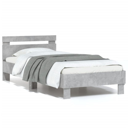 Bed Frame without Mattress with Headboard Concrete Grey 90x200 cm