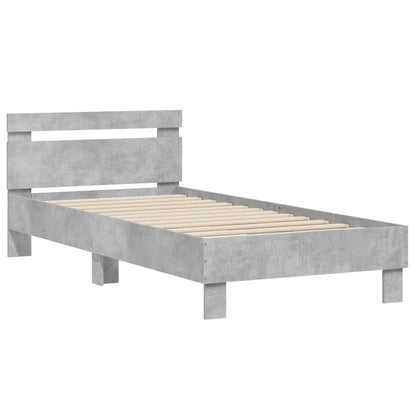 Bed Frame without Mattress with Headboard Concrete Grey 90x200 cm