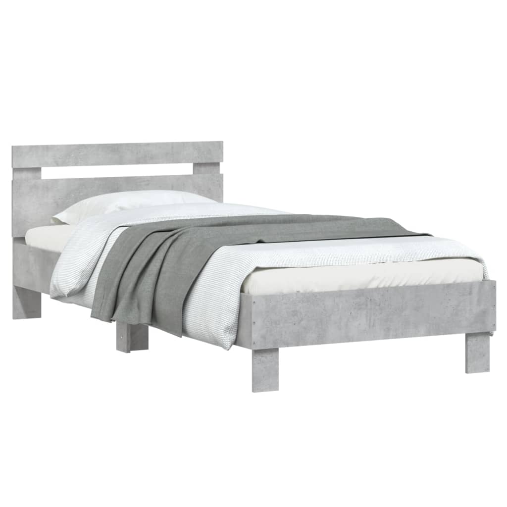 Bed Frame without Mattress with Headboard Concrete Grey 90x200 cm