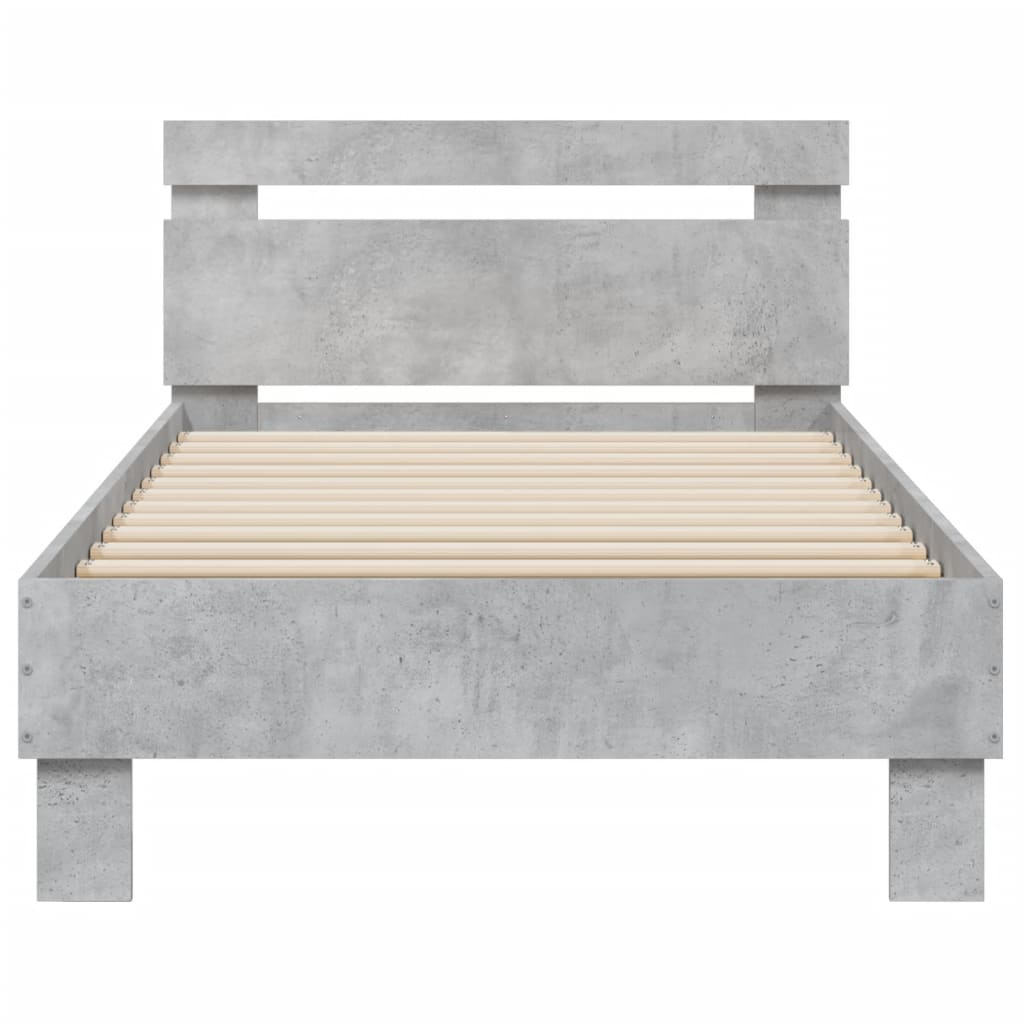 Bed Frame without Mattress with Headboard Concrete Grey 90x200 cm