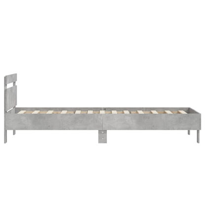 Bed Frame without Mattress with Headboard Concrete Grey 90x200 cm