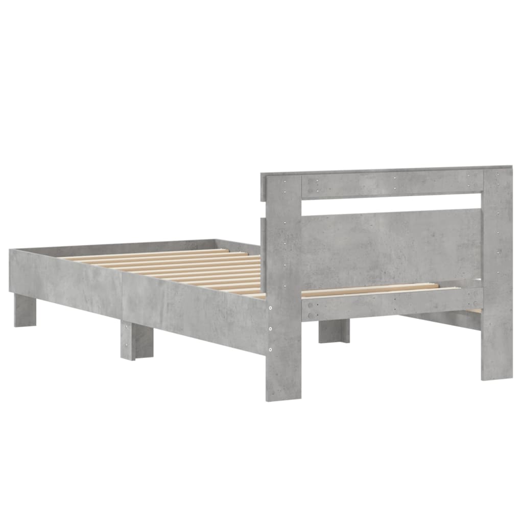 Bed Frame without Mattress with Headboard Concrete Grey 90x200 cm