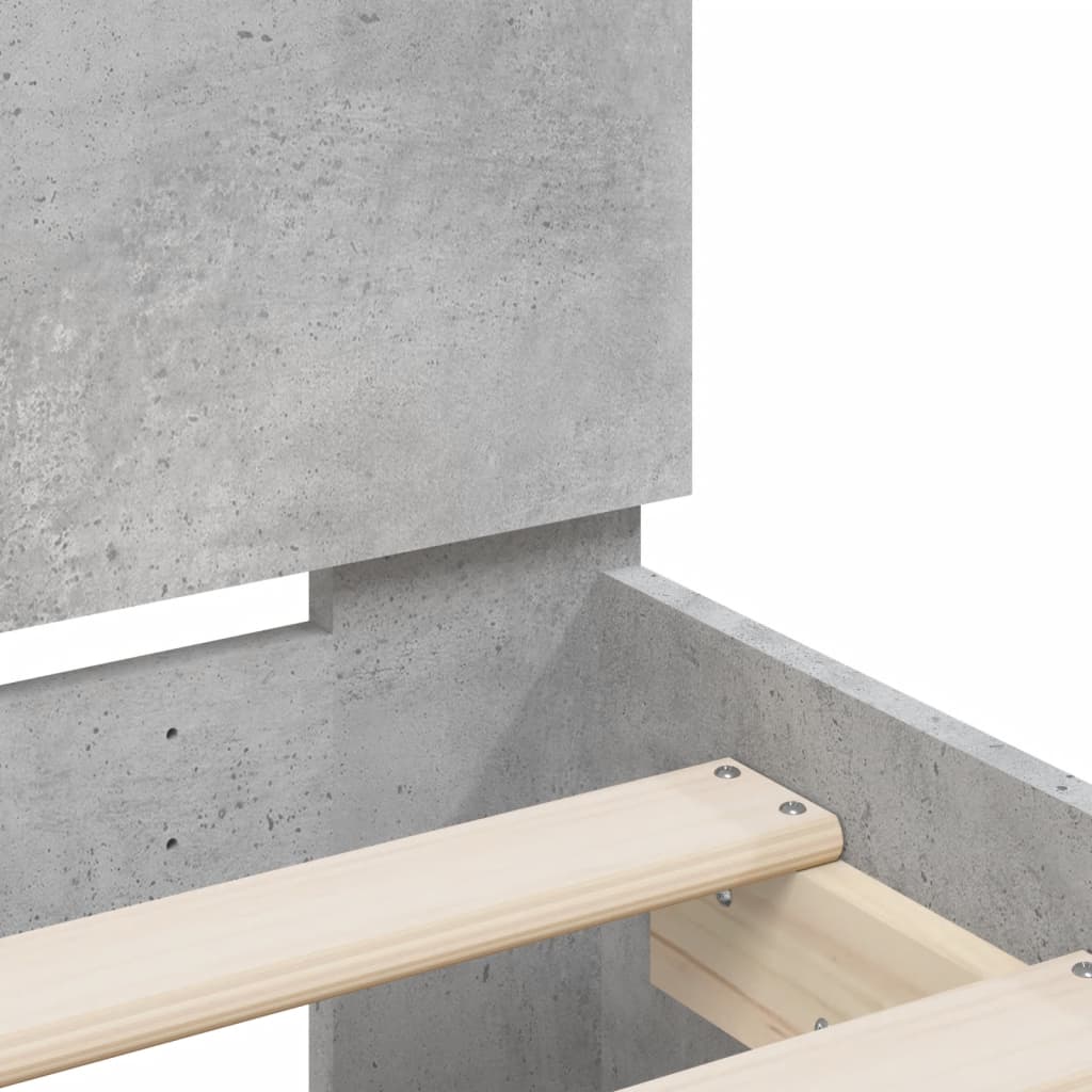 Bed Frame without Mattress with Headboard Concrete Grey 90x200 cm