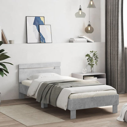 Bed Frame without Mattress with Headboard Concrete Grey 90x200 cm