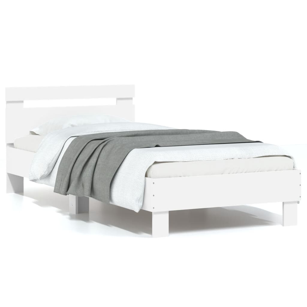 Bed Frame without Mattress with Headboard White 90x190 cm Single