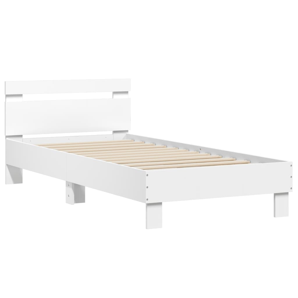 Bed Frame without Mattress with Headboard White 90x190 cm Single