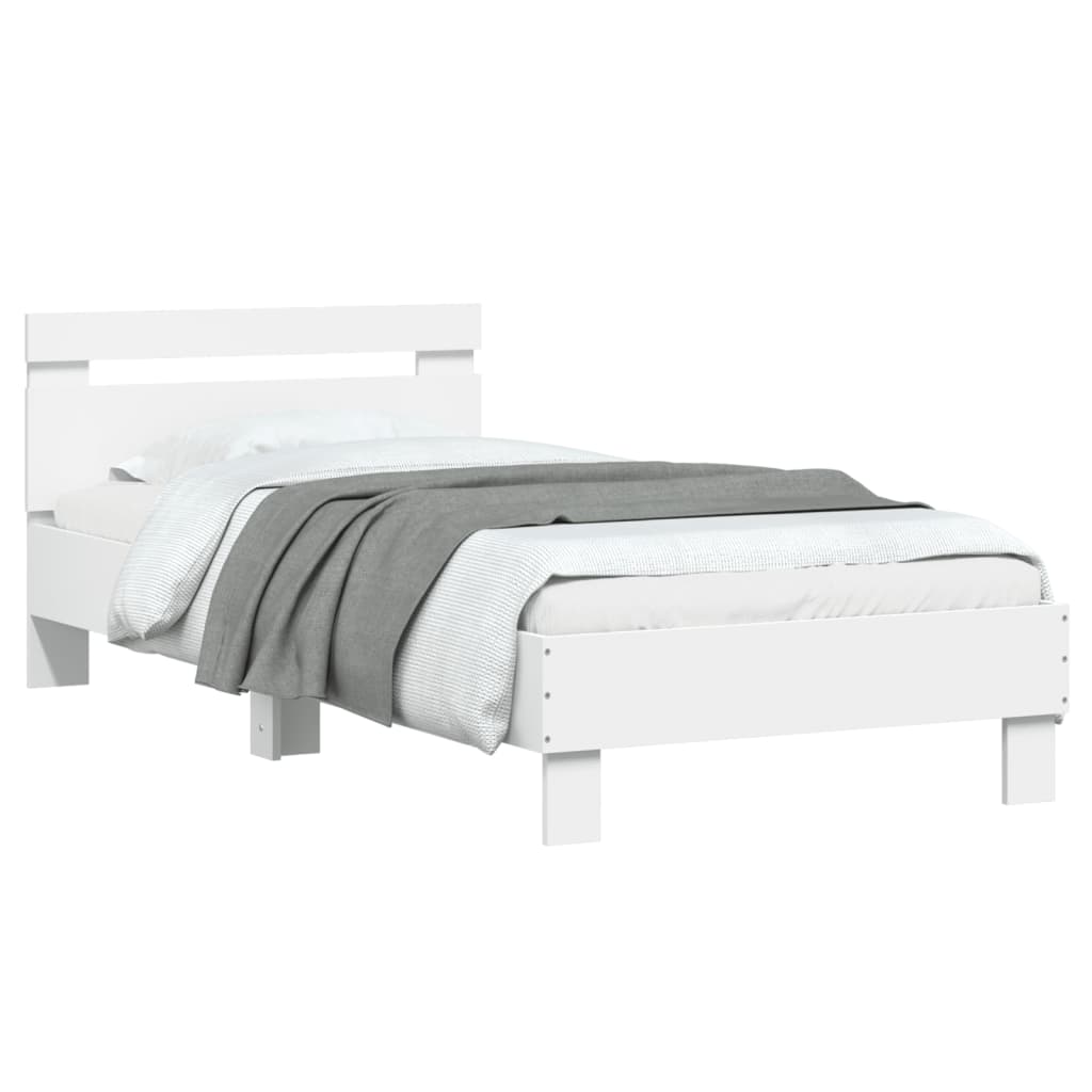 Bed Frame without Mattress with Headboard White 90x190 cm Single