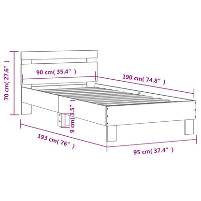 Bed Frame without Mattress with Headboard White 90x190 cm Single