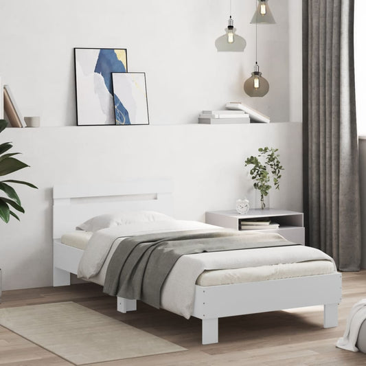 Bed Frame without Mattress with Headboard White 90x190 cm Single