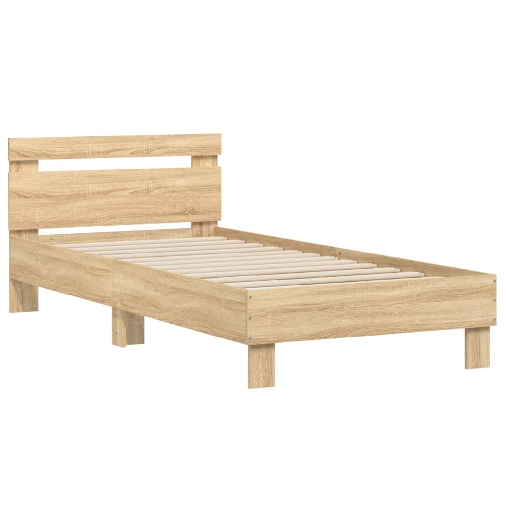 Bed Frame without Mattress with Headboard Sonoma Oak 90x190 cm Single