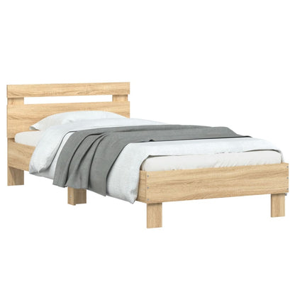 Bed Frame without Mattress with Headboard Sonoma Oak 90x190 cm Single