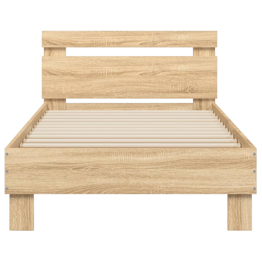 Bed Frame without Mattress with Headboard Sonoma Oak 90x190 cm Single