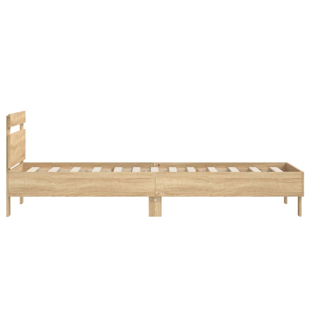 Bed Frame without Mattress with Headboard Sonoma Oak 90x190 cm Single