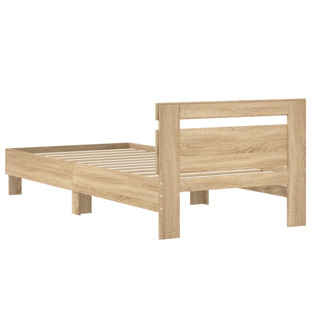 Bed Frame without Mattress with Headboard Sonoma Oak 90x190 cm Single