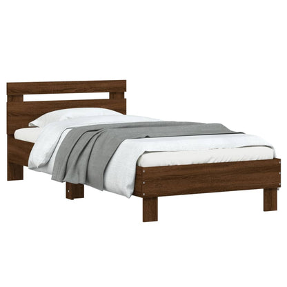 Bed Frame with Headboard Brown Oak 90x190 cm Single Engineered wood