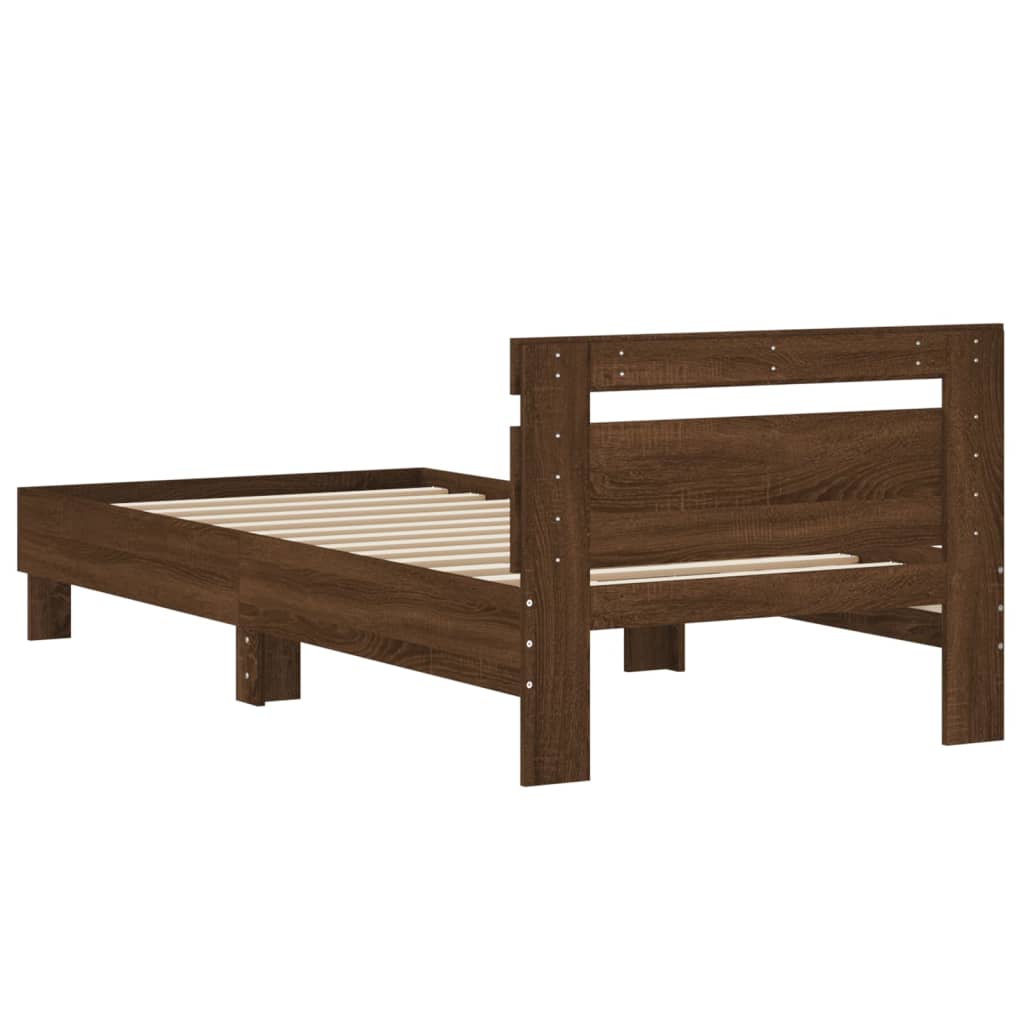 Bed Frame with Headboard Brown Oak 90x190 cm Single Engineered wood