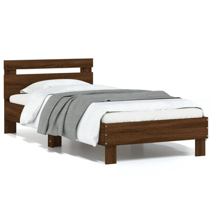 Bed Frame with Headboard Brown Oak 90x190 cm Single Engineered wood