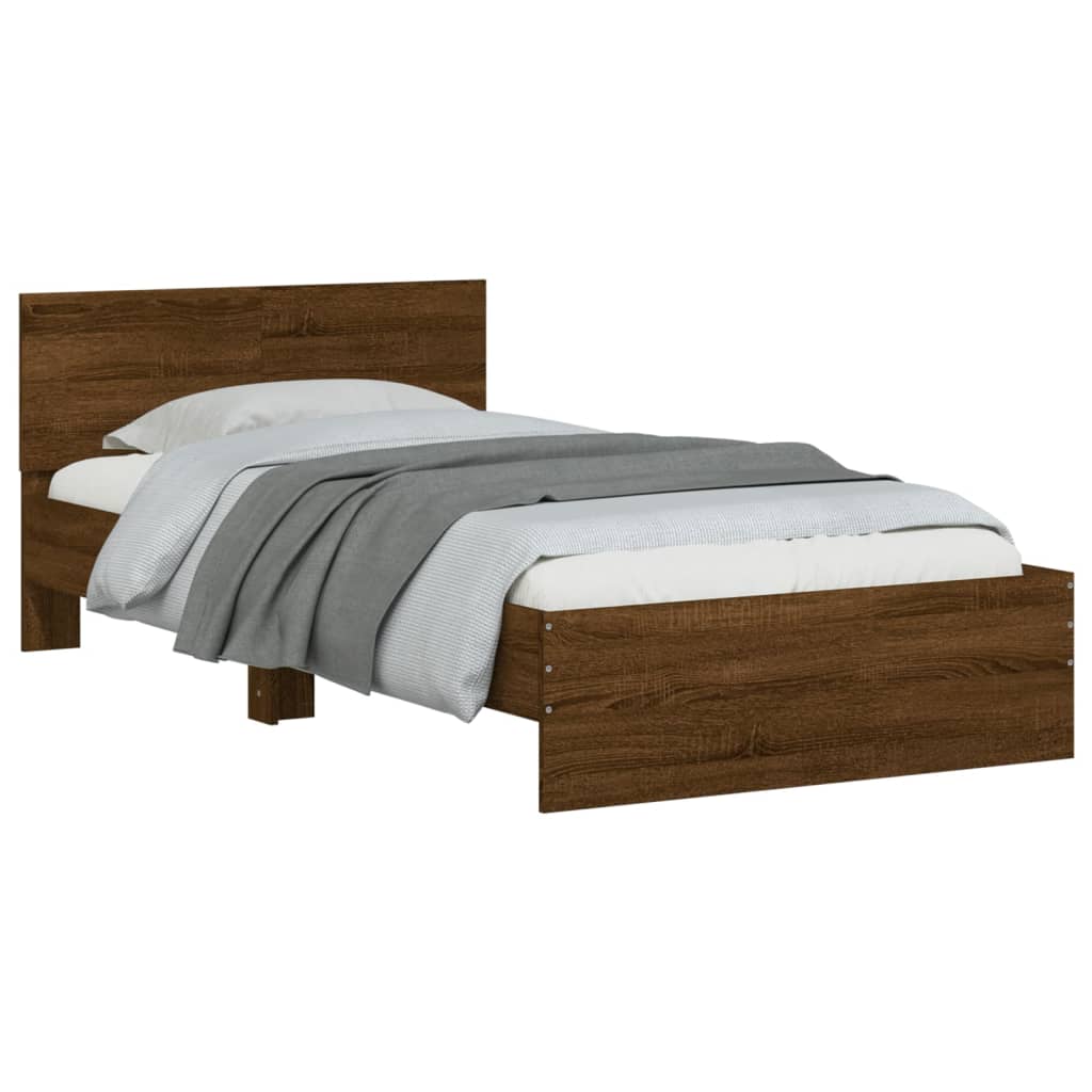 Bed Frame with Headboard Brown Oak 100x200 cm Engineered wood