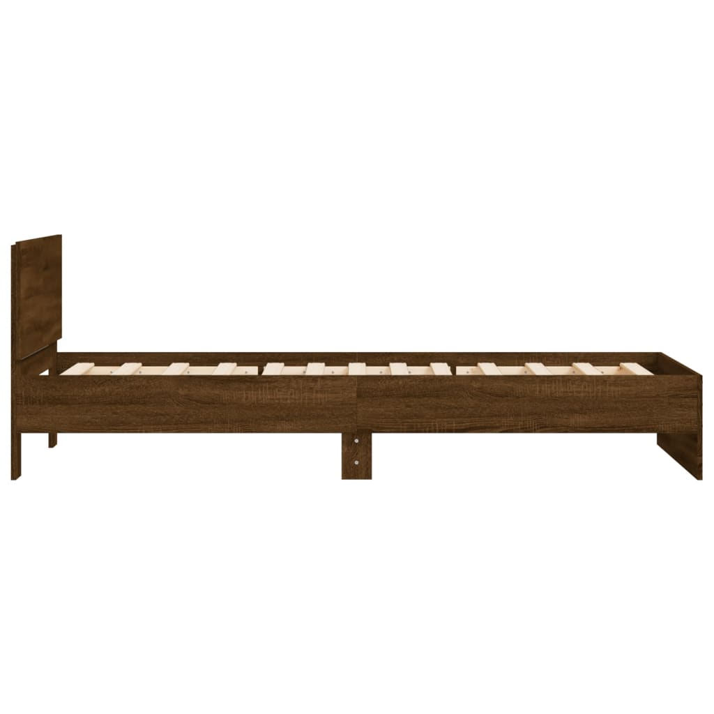 Bed Frame with Headboard Brown Oak 100x200 cm Engineered wood