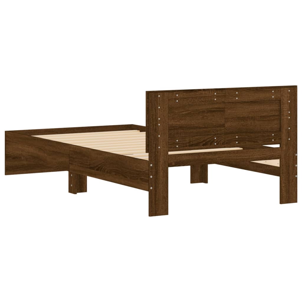 Bed Frame with Headboard Brown Oak 100x200 cm Engineered wood