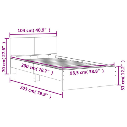 Bed Frame with Headboard Brown Oak 100x200 cm Engineered wood