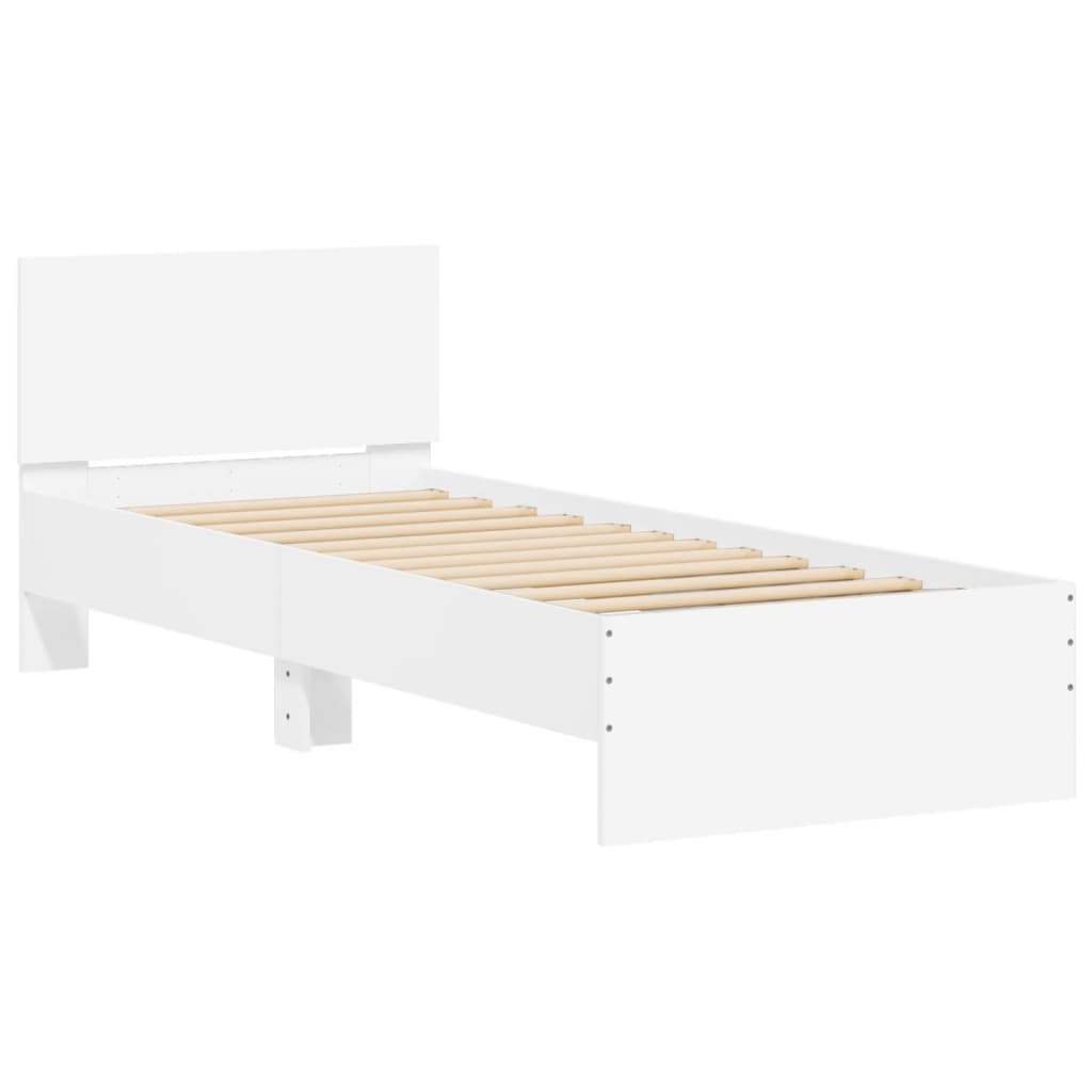 Bed Frame without Mattress with Headboard White 90x200 cm