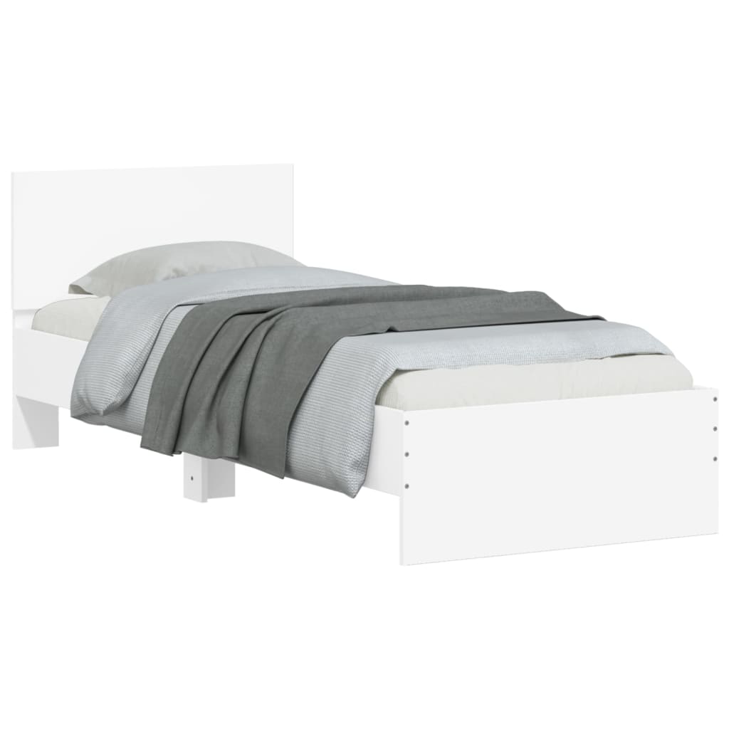 Bed Frame without Mattress with Headboard White 90x200 cm