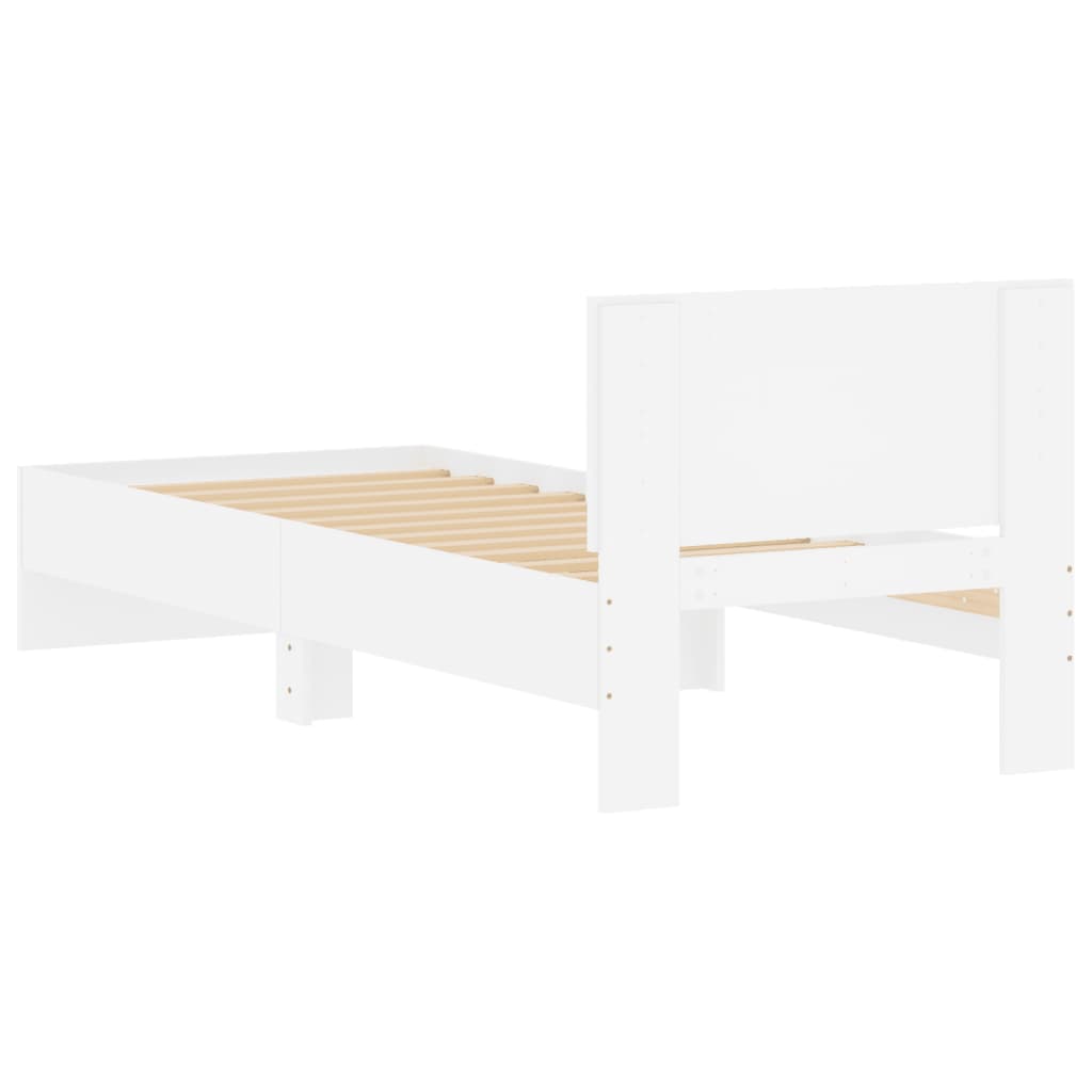 Bed Frame without Mattress with Headboard White 90x200 cm