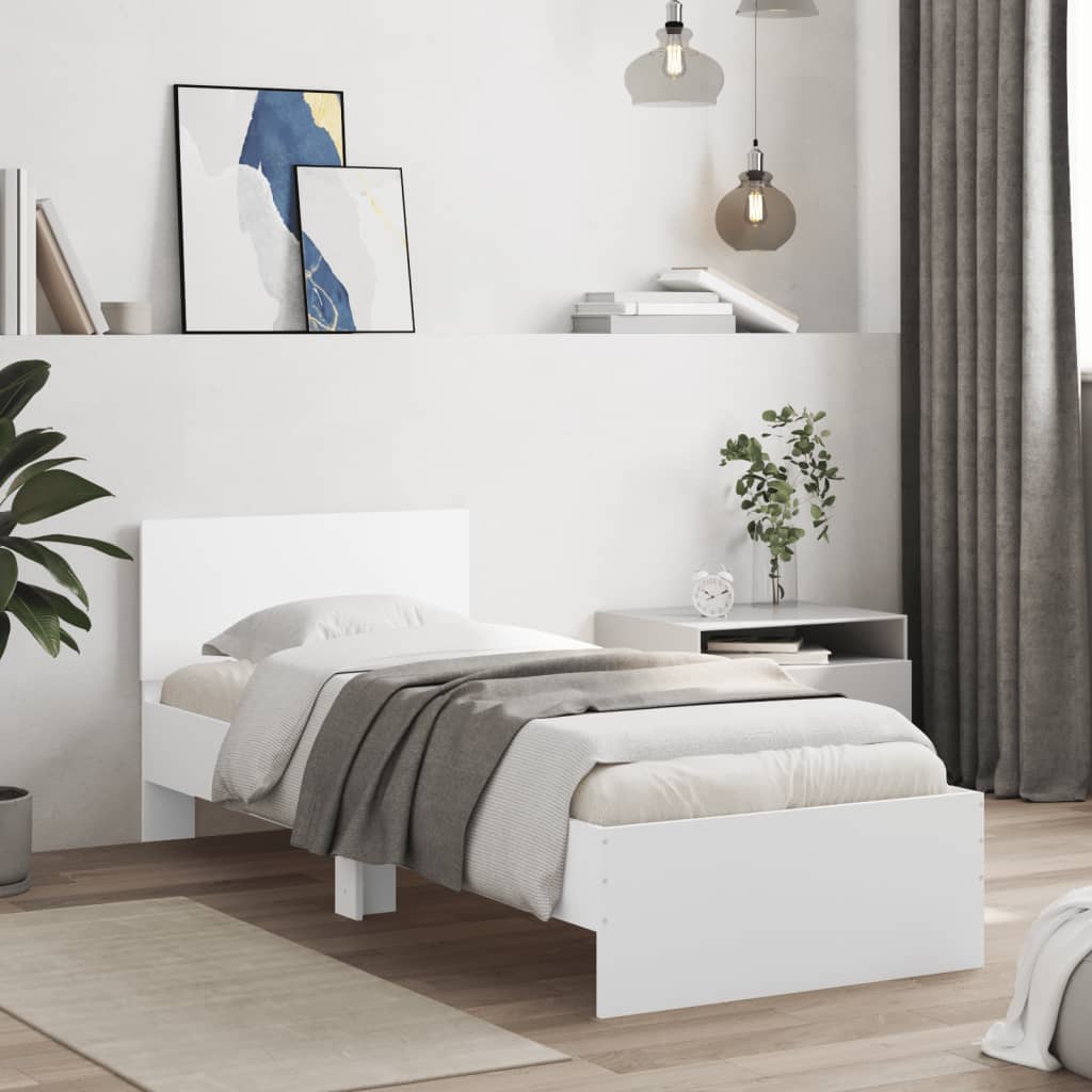 Bed Frame without Mattress with Headboard White 90x200 cm