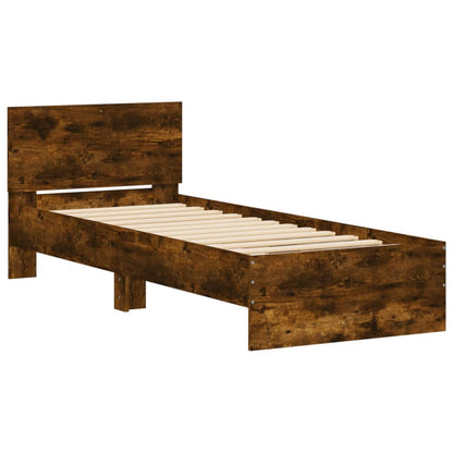 Bed Frame with Headboard Smoked Oak 90x200 cm Engineered wood