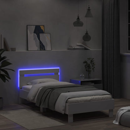 Bed Frame with Headboard and LED Lights White 100x200 cm