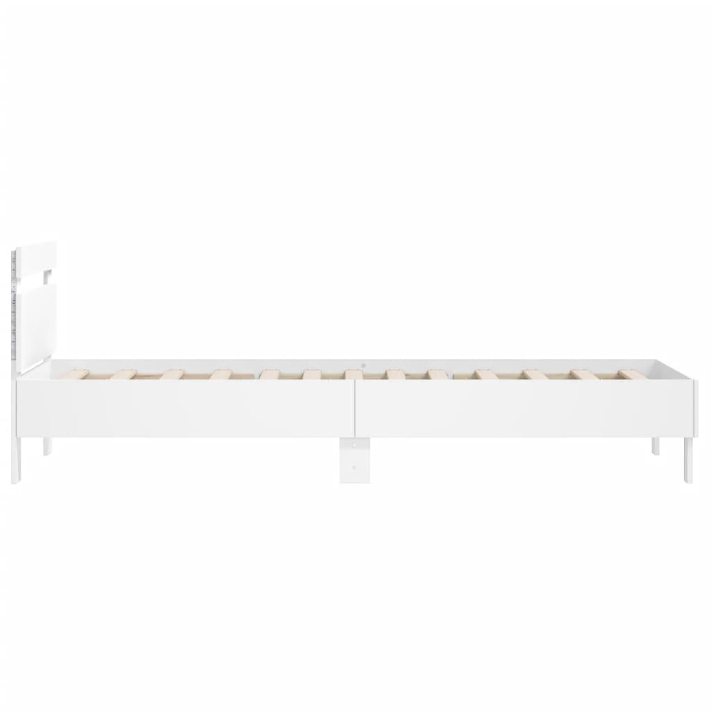 Bed Frame with Headboard and LED Lights White 100x200 cm