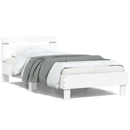 Bed Frame with Headboard and LED Lights White 100x200 cm