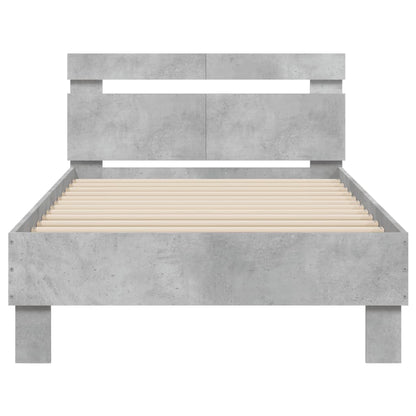 Bed Frame with Headboard and LED Lights Concrete Grey 100x200 cm