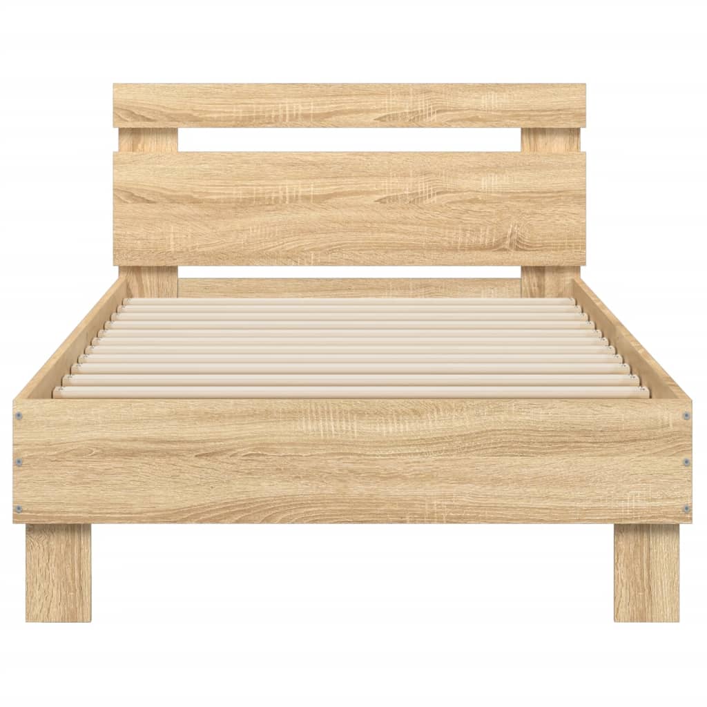 Bed Frame without Mattress with LED Lights Sonoma Oak 90x200 cm