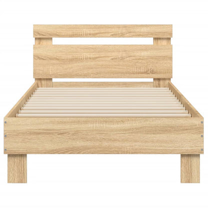 Bed Frame without Mattress with LED Lights Sonoma Oak 90x200 cm