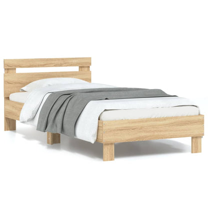 Bed Frame without Mattress with LED Lights Sonoma Oak 90x200 cm