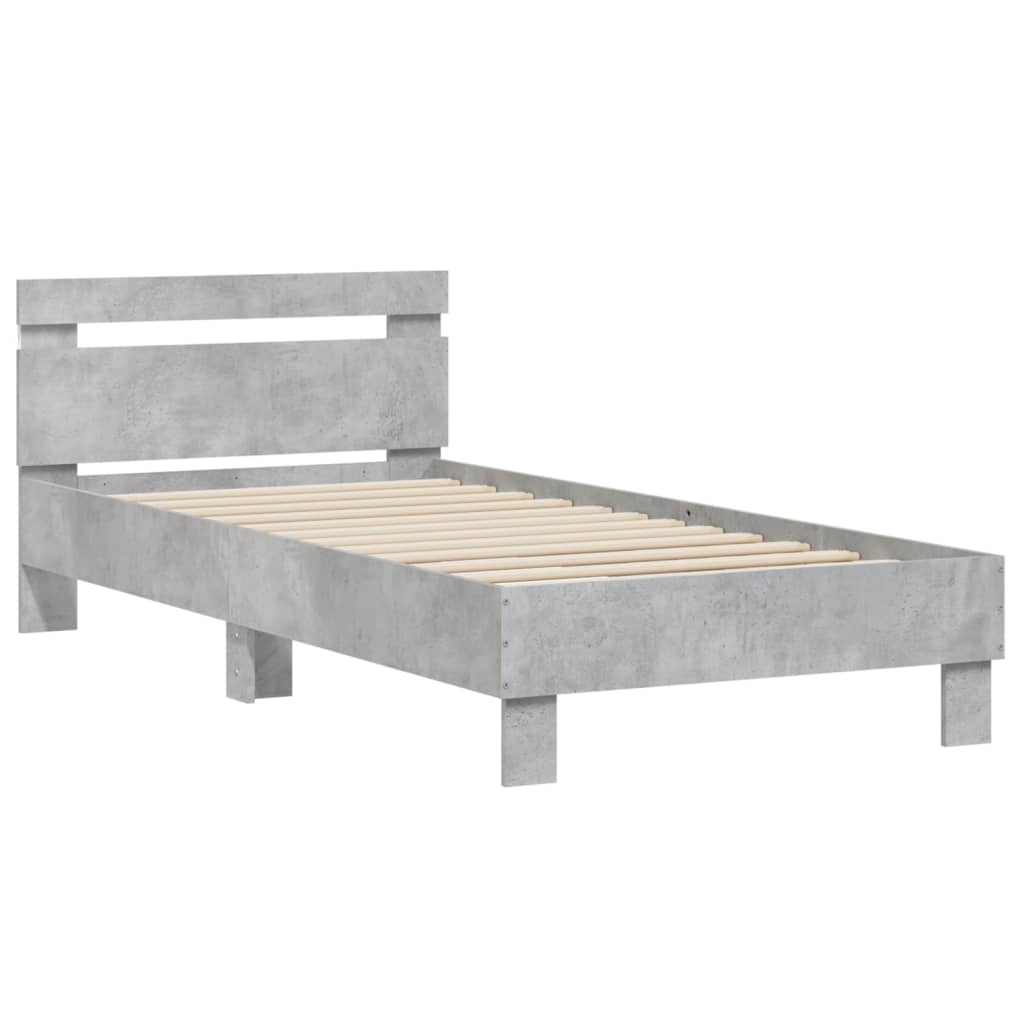 Bed Frame without Mattress with LED Lights Concrete Grey 90x190 cm Single